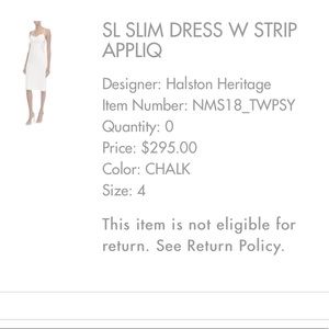 Halston Heritage White Slim Dress, NWT